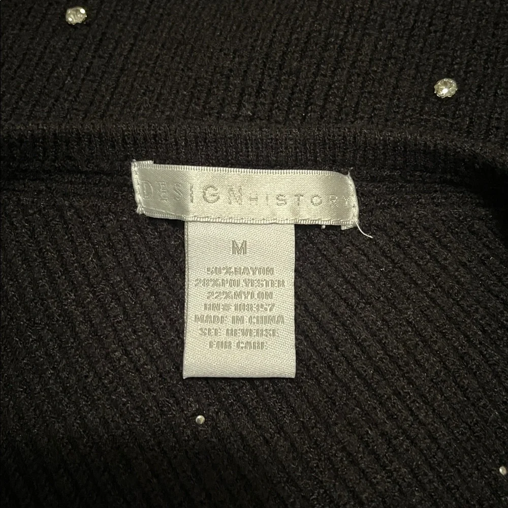 Design History Black Knit with Diamond look Accents - Picture 5 of 6